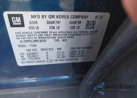 2021 Chevrolet Trailblazer Fwd Lt из США, поврежденный, VIN KL79MPSL3MB138781